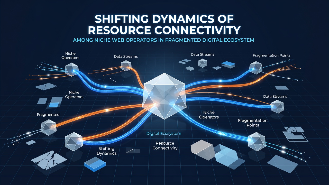 Diagram showing resource sharing pathways between niche operators in a decentralized digital environment with nodes and connection lines